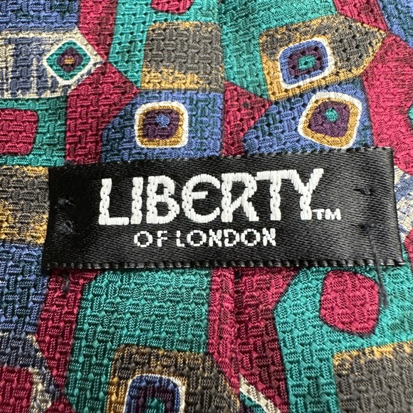 Vtg Liberty of London Silk Necktie Multicolor Geometric Abstract OS Made USA - Picture 2 of 5